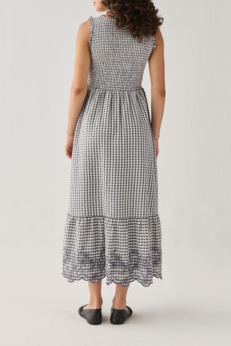 The Smocked Maxi Dress, Alternate, color, Charcoal Check