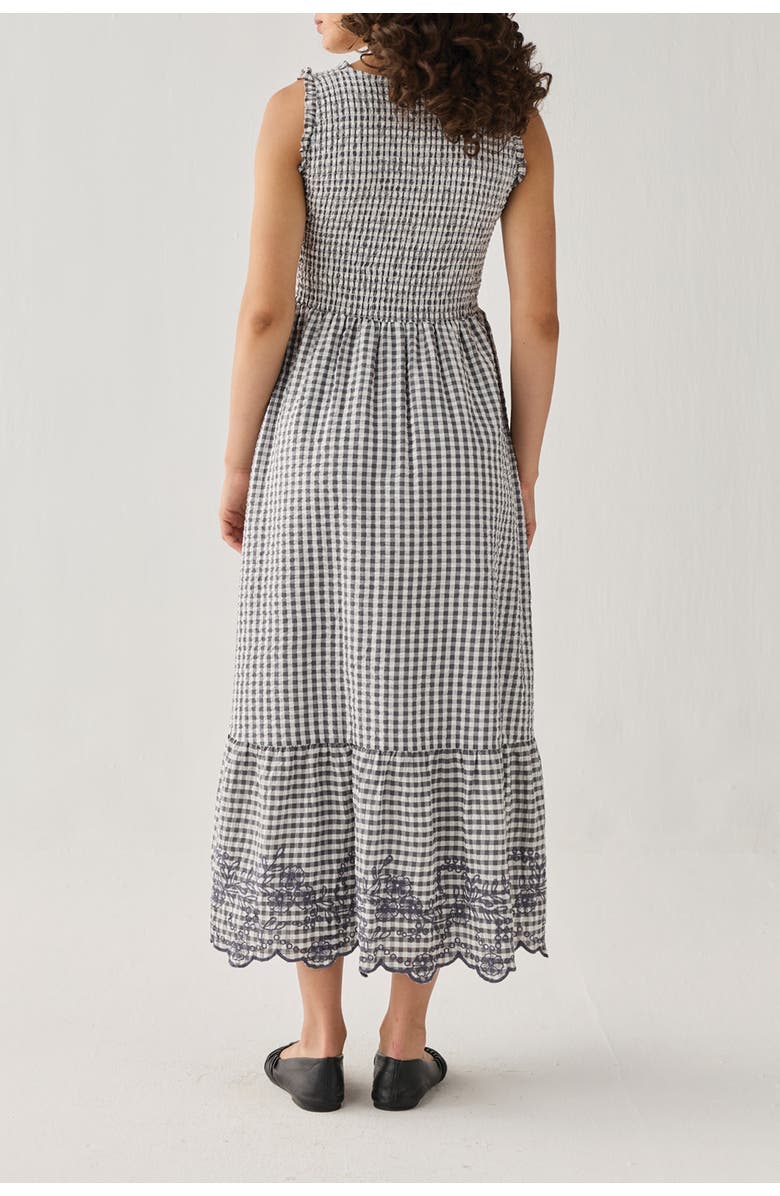 Reistor Smocked Maxi Dress in Checks, Alternate, color, Charcoal Check