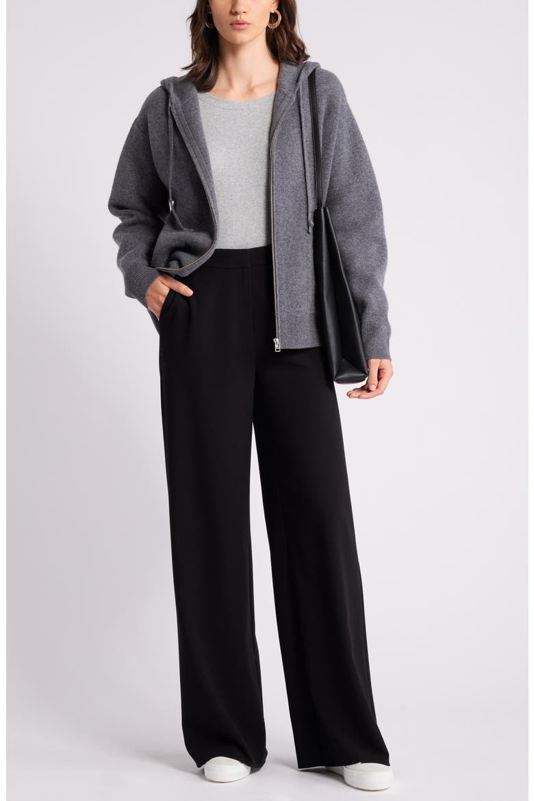 Wool Blend Zip Hoodie Cardigan, Alternate, color, GREY DARK HEATHER
