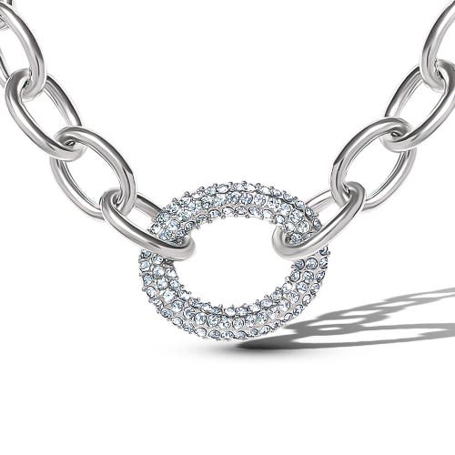 Jessica Simpson Silver-tone Oval Pavé Link Statement Necklace In Metallic