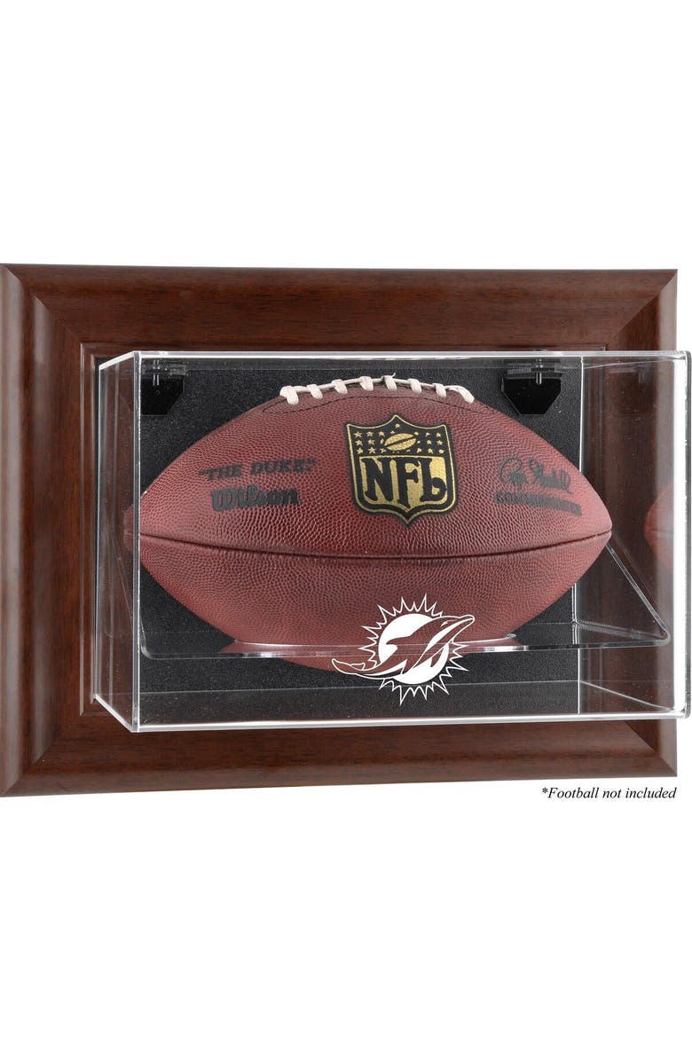 FANATICS AUTHENTIC Miami Dolphins (2014-Present) Brown Framed Wall-Mountable Football Case, Main, color, 