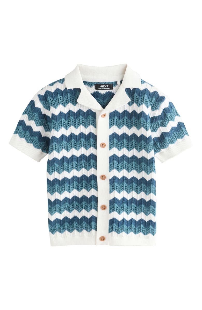 NEXT Kids' Zigzag Stripe Shirt, Main, color, Blue Multi