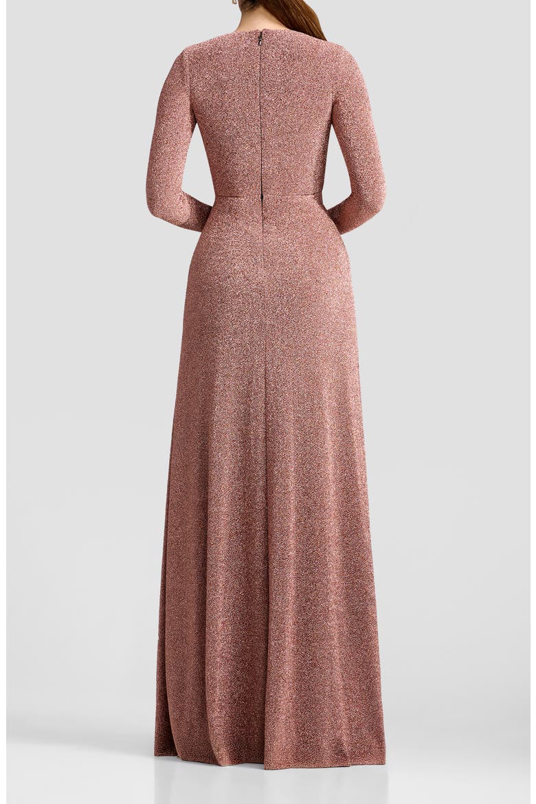 Aya Front Twist Long Sleeve Gown, Alternate, color, COPPER