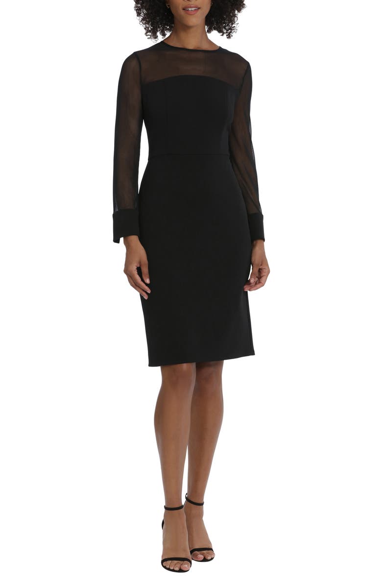 Maggy London Illusion Long Sleeve Sheath Dress, Main, color,