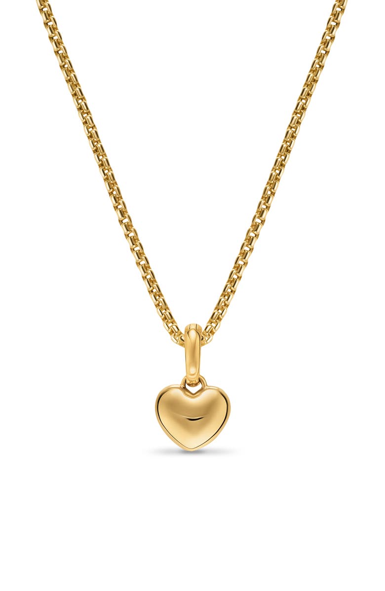 David Yurman Petite Puffy Cable Heart Amulet, Alternate, color, Gold