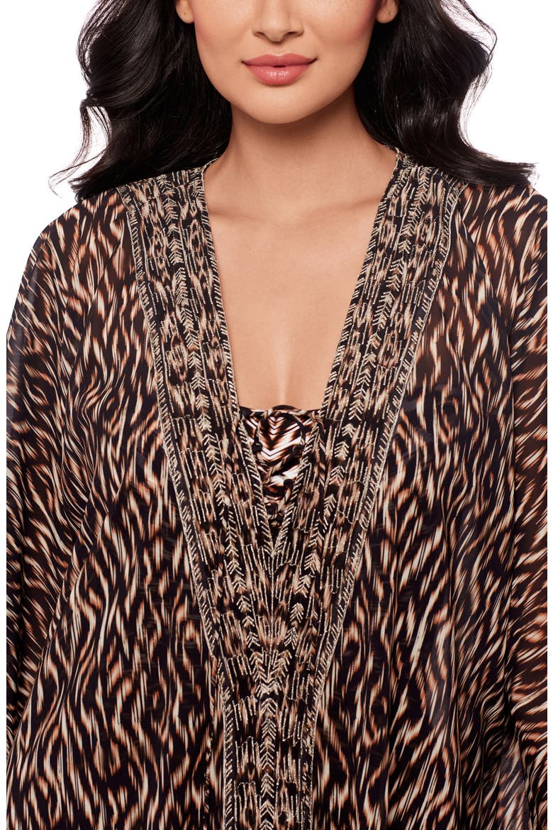 Topkapi Cover-Up Caftan, Alternate, color, BLACK/MULTI