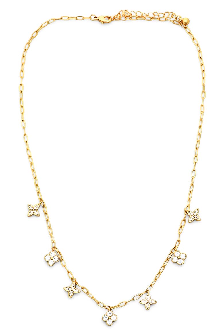 Seven Clover Station Necklace, Main, color, GOLD