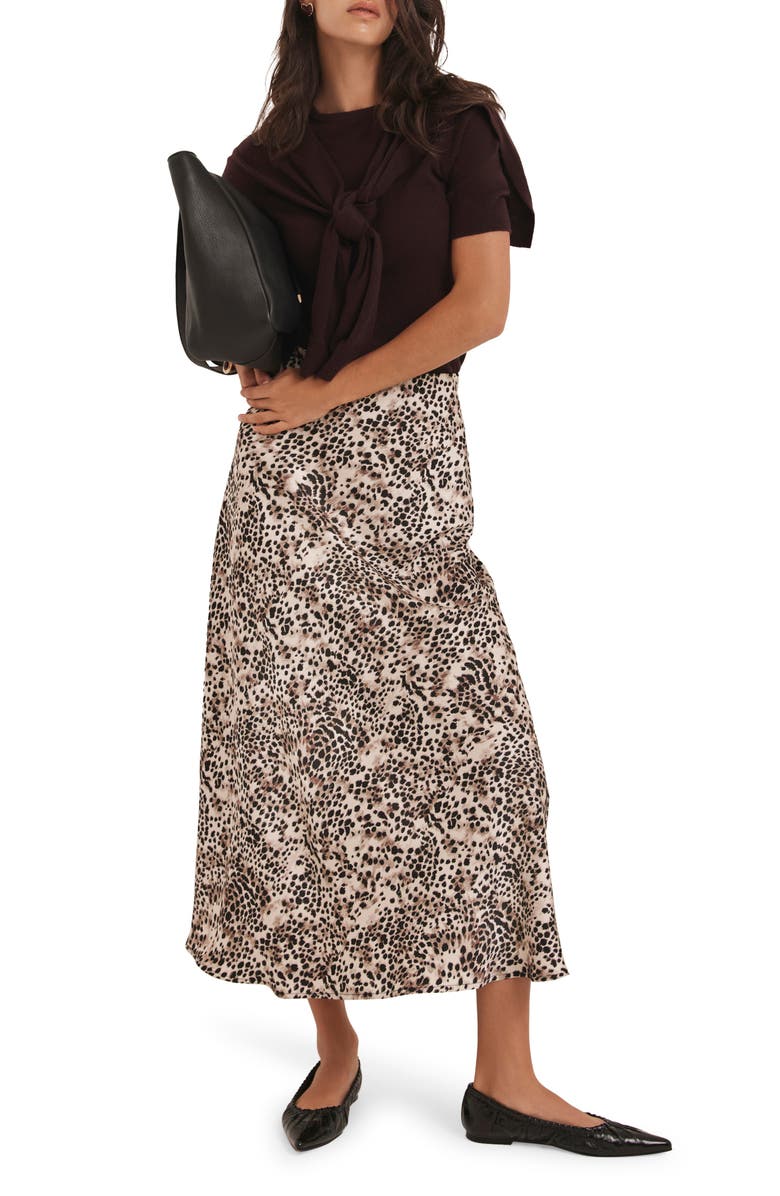 MINT VELVET Animal Print Slip Skirt, Alternate, color, Neutral