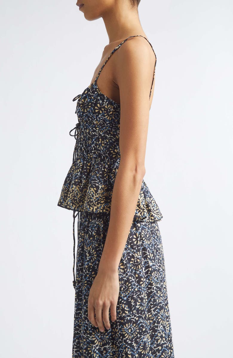 Ulla Johnson Anya Smocked Peplum Camisole, Alternate, color, Midnight Bloom