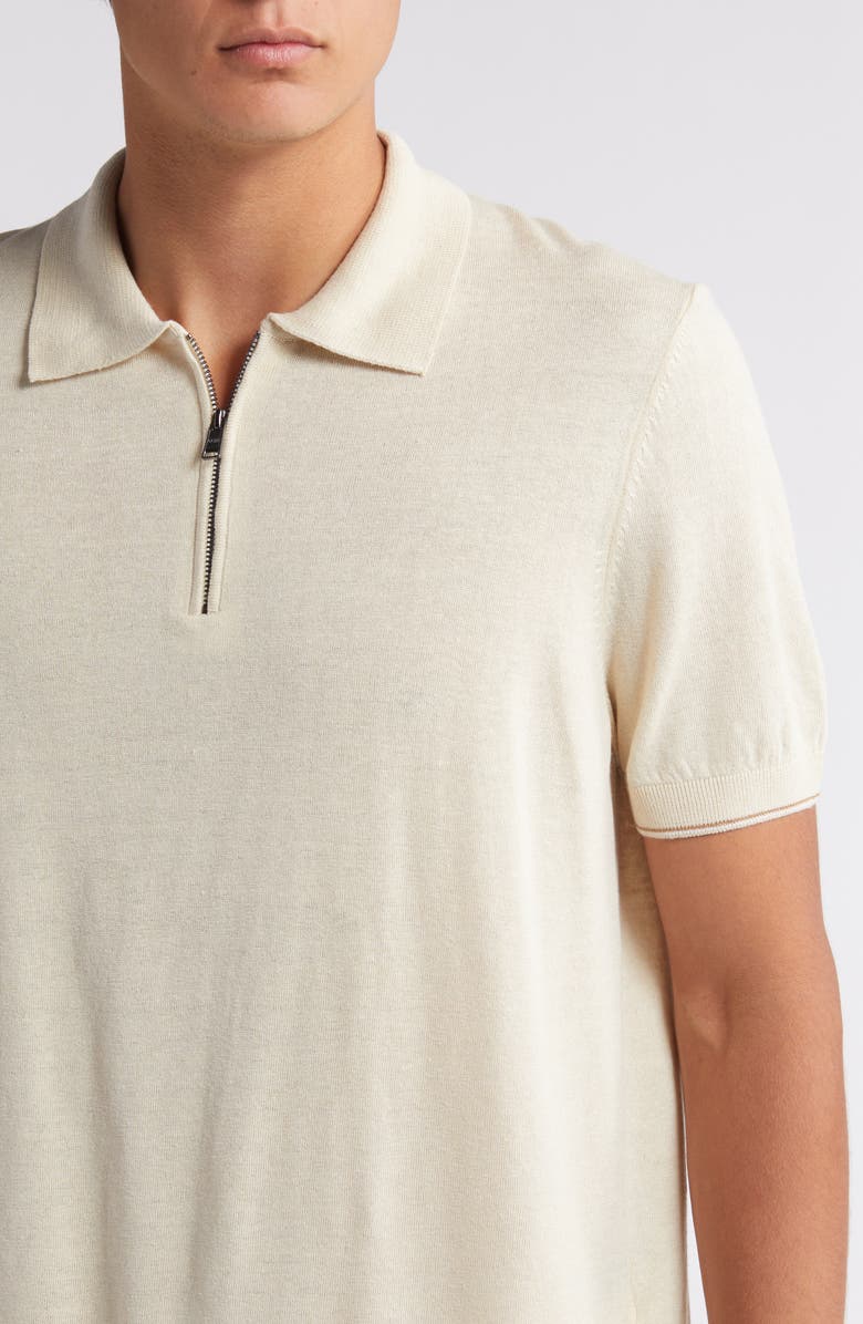 BOSS Trieste Linen Blend Zip Polo Sweater, Alternate, color, 