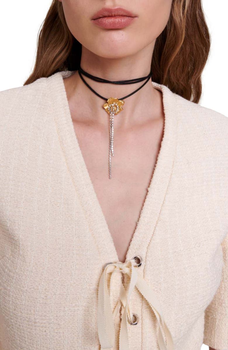 maje Rilena Lace-Up Tweed Minidress, Alternate, color,