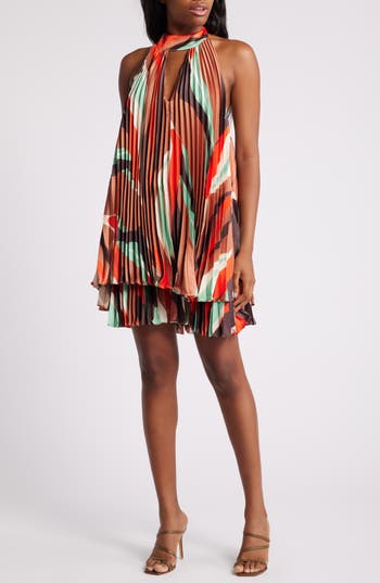 HUTCH HUTCH CARLENA PLEATED SATIN HALTER ROMPER