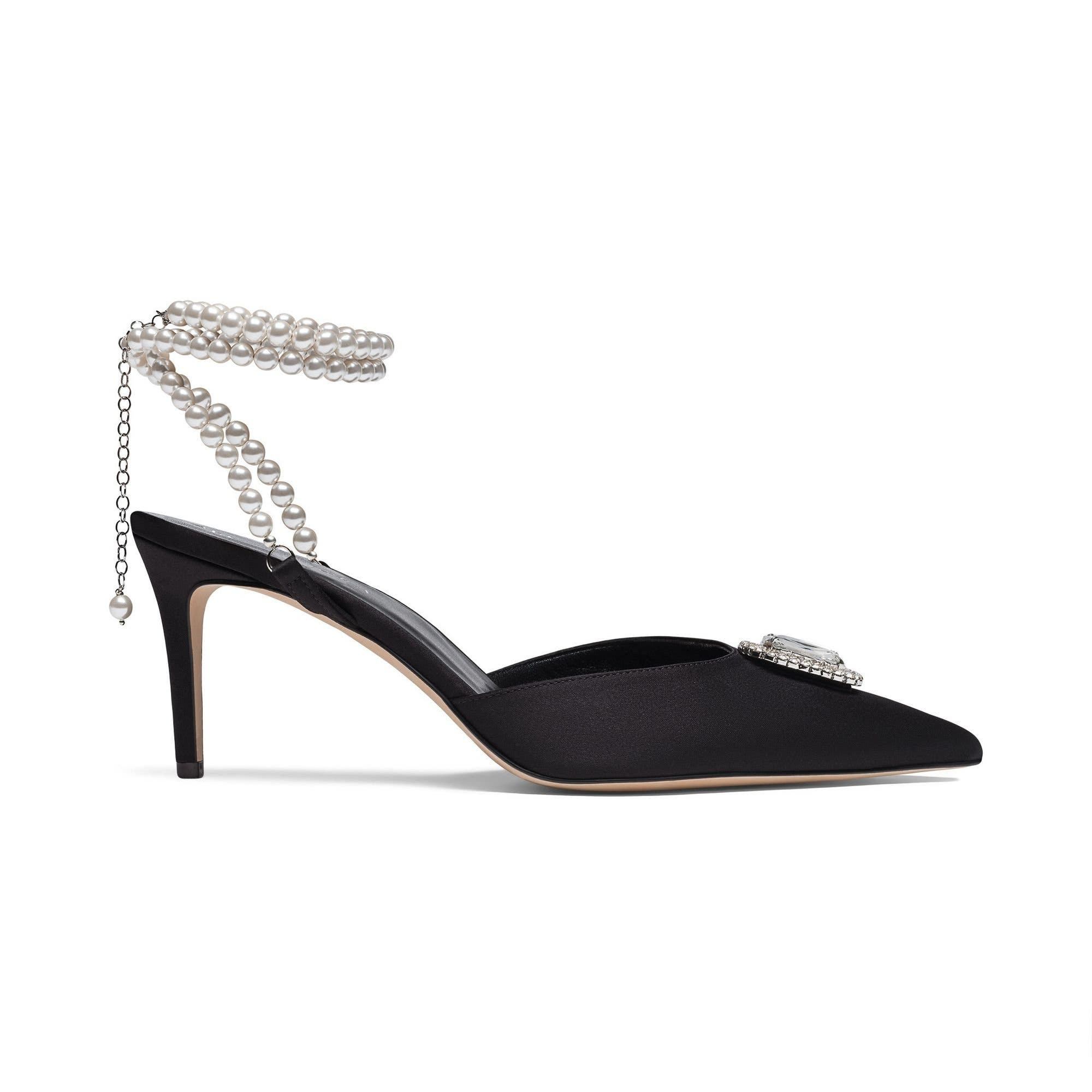 The Dame 75 Pearl Stiletto Heel, Main, color, Black