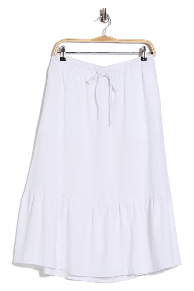 Linen Blend Midi Skirt, Alternate, color, WHITE