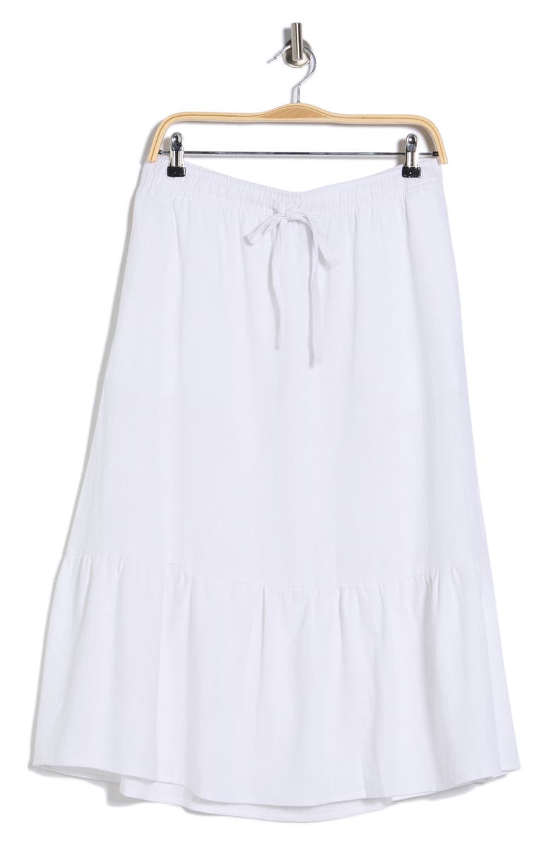 DKNY Linen Blend Midi Skirt, Main, color, White