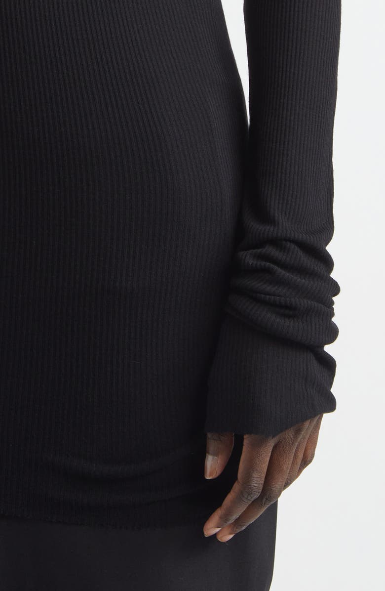 Rick Owens Rib Long Sleeve T-Shirt, Alternate, color, Black