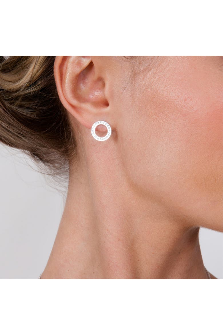 Art Deco Halo Studs, Alternate, color, Sterling Silver