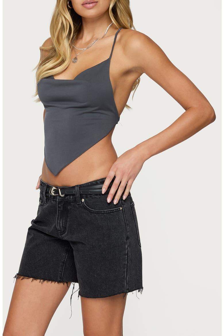 Tilla Cowl Neck Open Back Halter Top, Alternate, color, GRAY