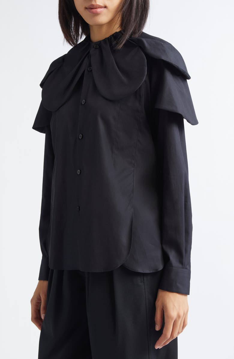 Noir Kei Ninomiya Petal Collar Cotton Broadcloth Button-Up Shirt, Alternate, color, Black