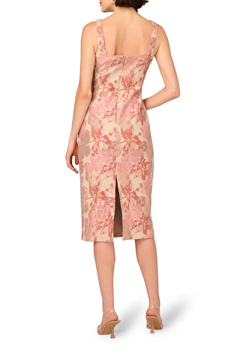 Stretch Jacquard Midi Cocktail Dress, Alternate, color, PINK MULTI