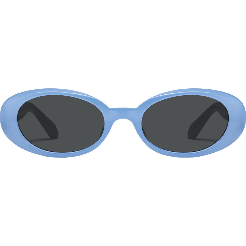 Quay Felt Cute 52mm Gradient Small Oval Sunglasses In Blue
