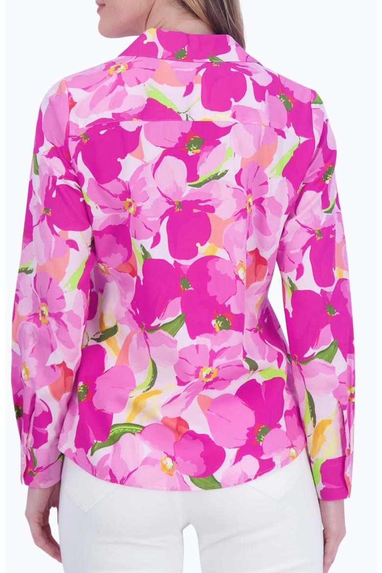 Mary Floral Non-Iron Cotton Button-Up Shirt, Alternate, color, PINK MULTI
