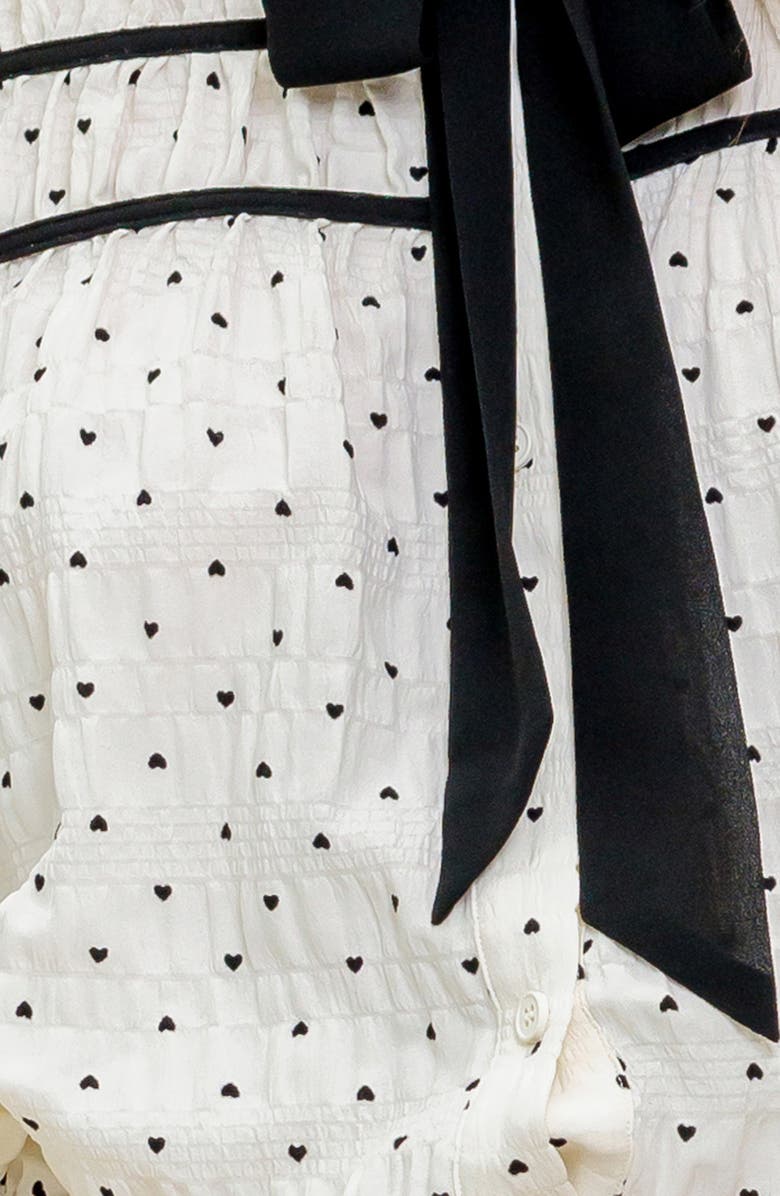 FLYING TOMATO Heart Print Tie Neck Long Sleeve Button-Up Shirt, Alternate, color, Ivory