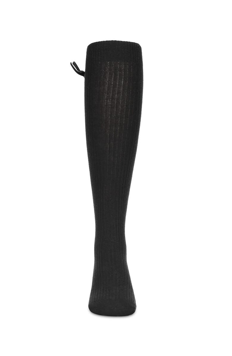 MeMoi Ribbed Bow Knee-High Socks, Alternate, color, Black