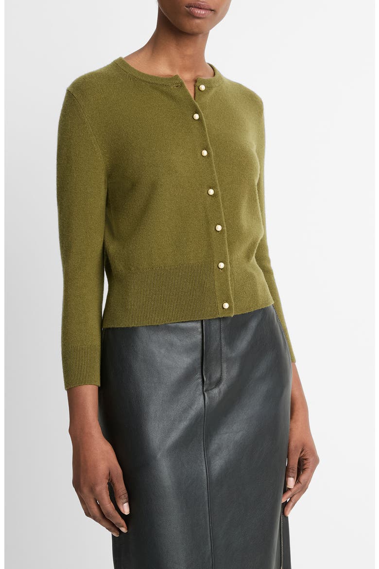 Imitation Pearl Button Wool & Cashmere Blend Cardigan, Main, color, LAUREL