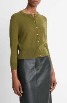 Vince Imitation Pearl Button Wool & Cashmere Blend Cardigan