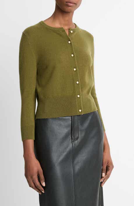 Vince Imitation Pearl Button Wool & Cashmere Blend Cardigan