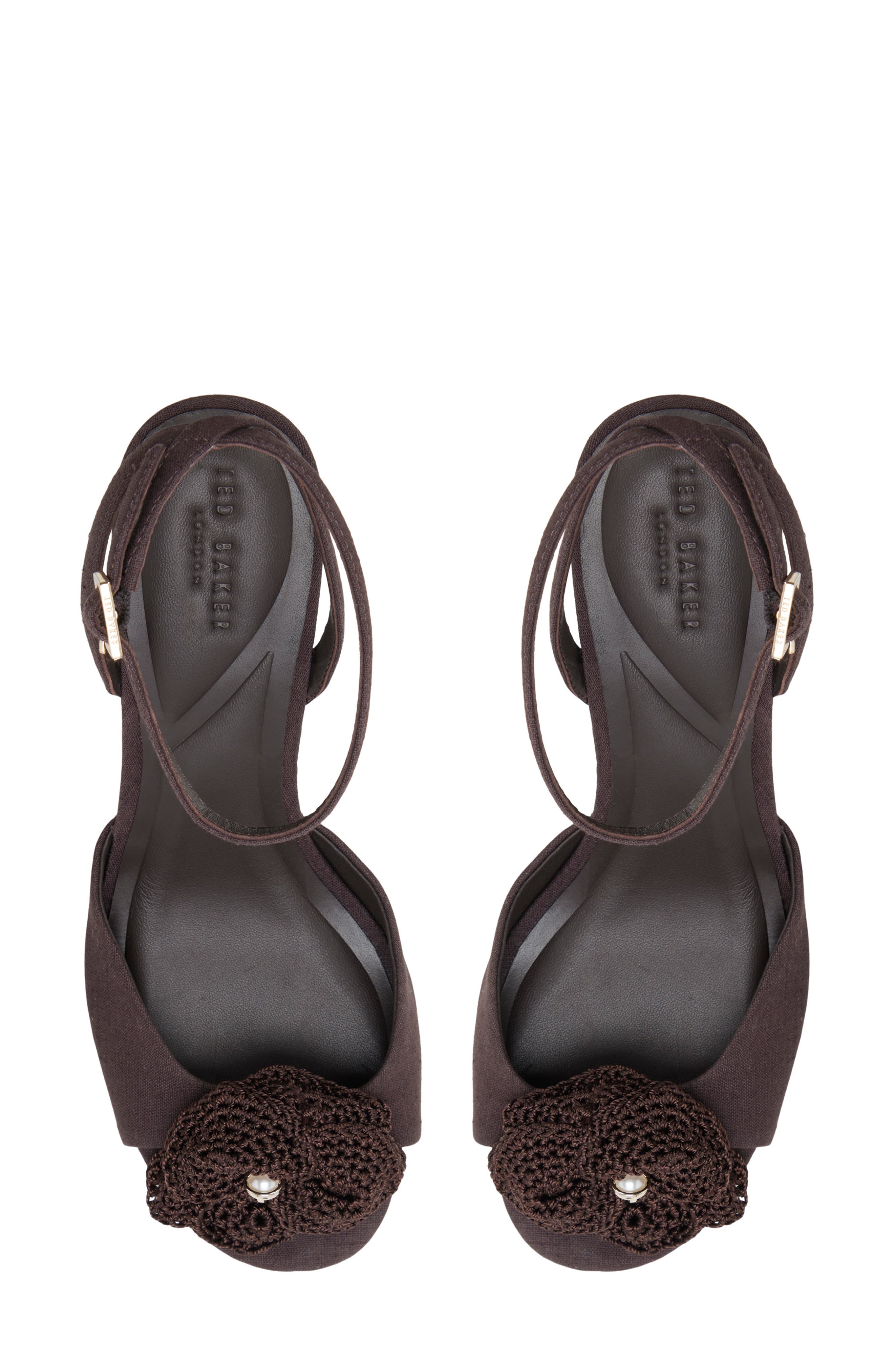 Ted Baker Bridget Ankle Strap Wedge Sandal, Alternate, color, Dark Brown