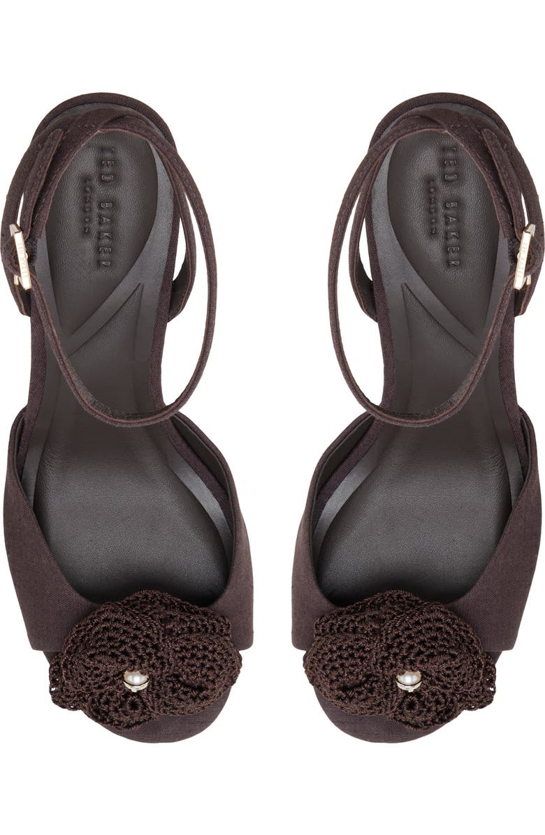 Ted Baker Bridget Ankle Strap Wedge Sandal, Alternate, color, Dark Brown