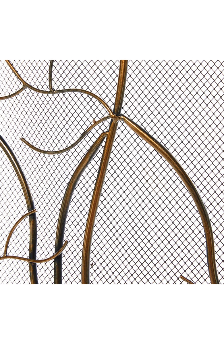WILLOW ROW Brasstone Metal Single Panel Tree Fireplace Screen with Mesh Netting, Alternate, color, Brass