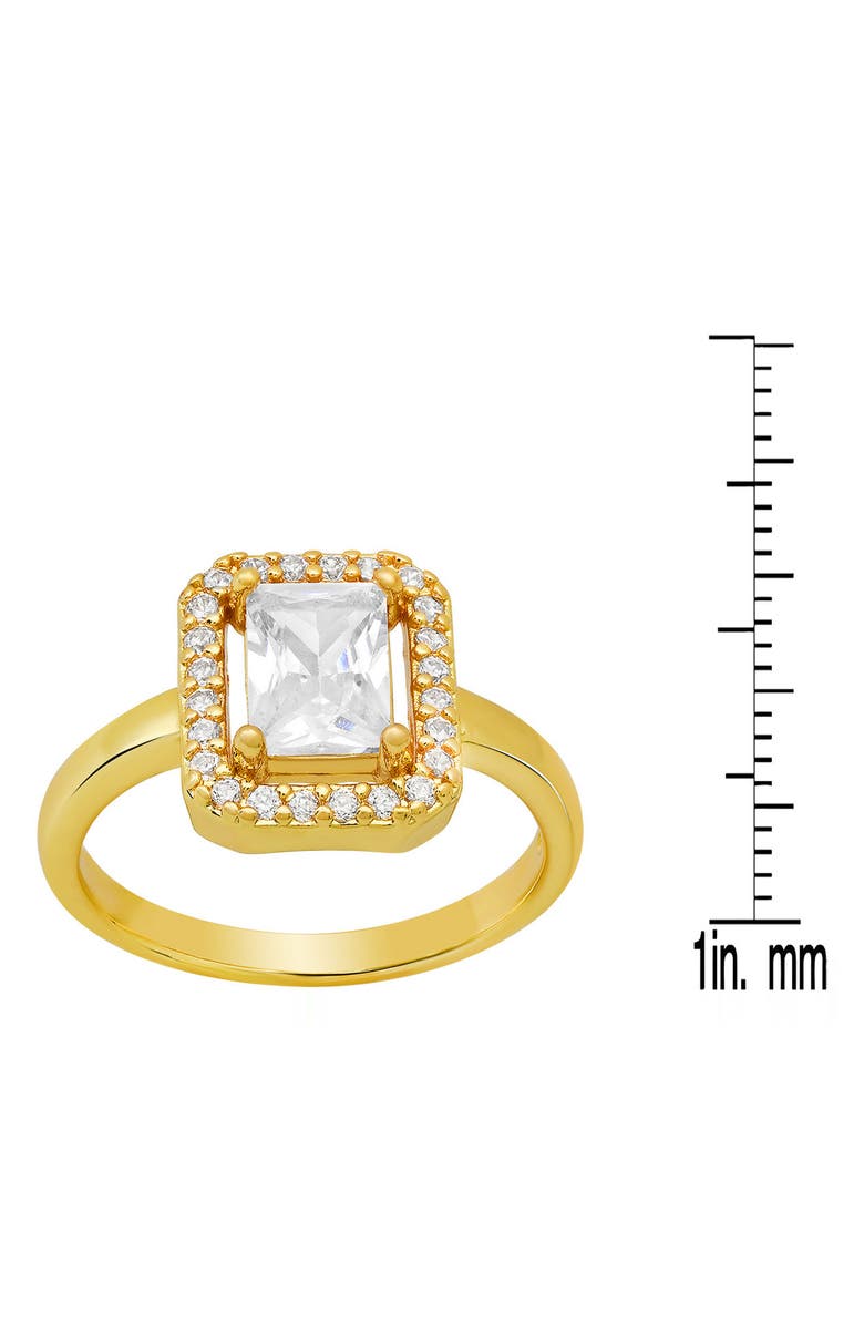 HMY JEWELRY Cushioned Cut Simulated Diamond Pavé Ring, Alternate, color, Gold