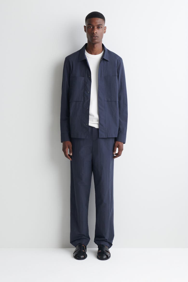 Zip-Detail Relaxed-Fit Straight-Leg Pants, Alternate, color, NAVY