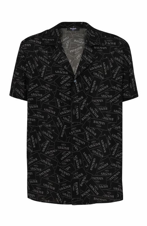 Pyjama Shirt With All-Over Balmain Label Print