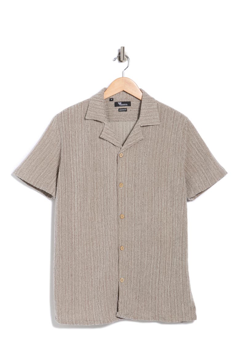 Textured Camp Shirt, Alternate, color, GREY