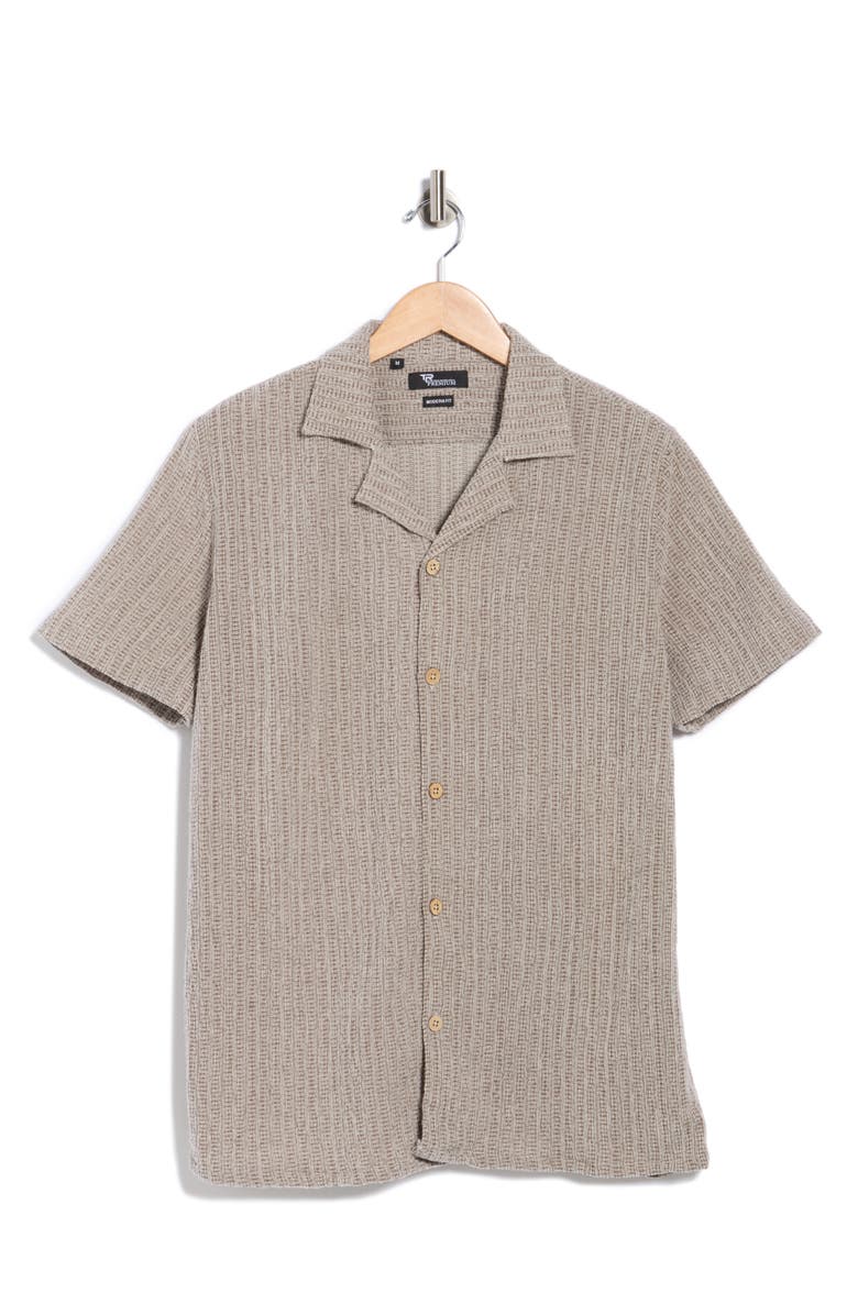 T.R. PREMIUM Textured Camp Shirt, Main, color, Grey