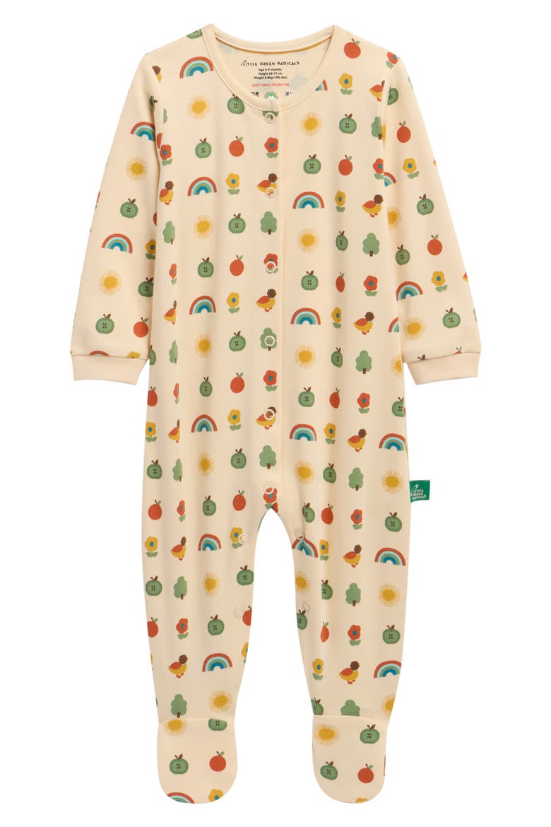 Rainbows Organic Cotton Footie, Main, color, YELLOW MULTI