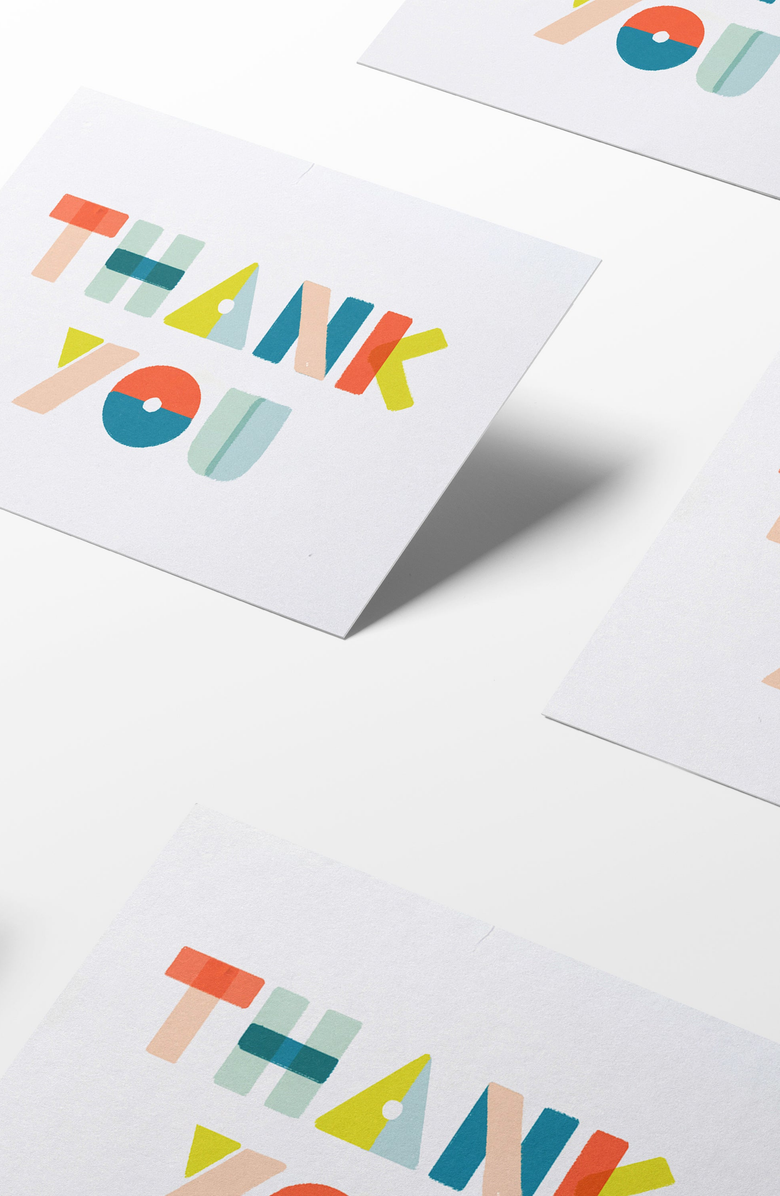 Joy Paper Co. Thank You Shapes Boxed Set of 8 Cards, Alternate, color, Thank You Shapes