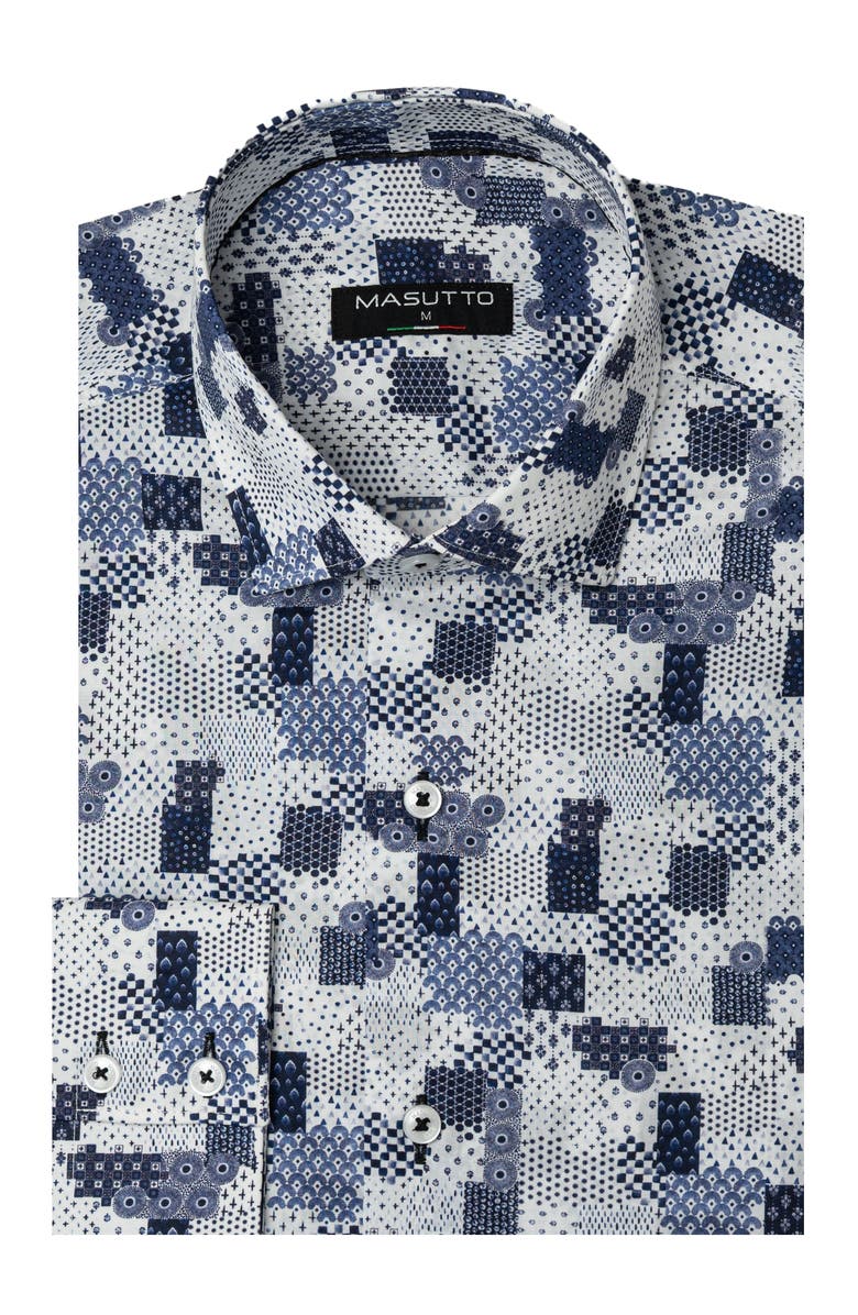 MASUTTO Mirisola Print Button-Up Long Sleeve Shirt, Main, color, White