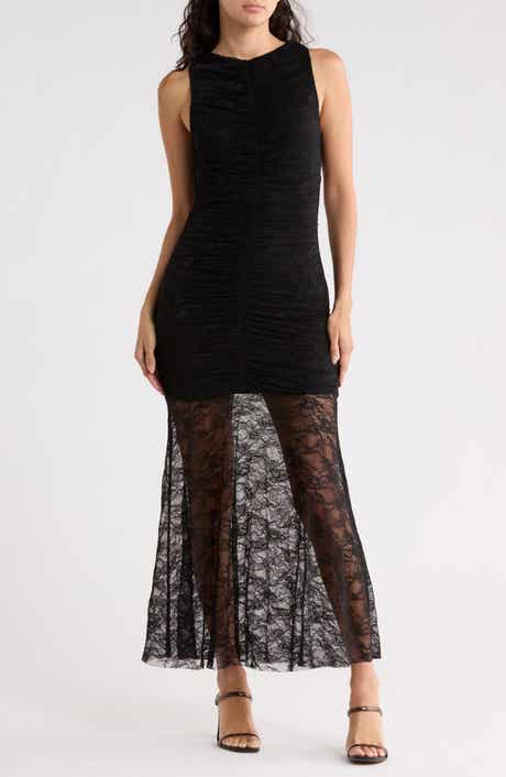 Leith Ruched Lace Maxi Dress
