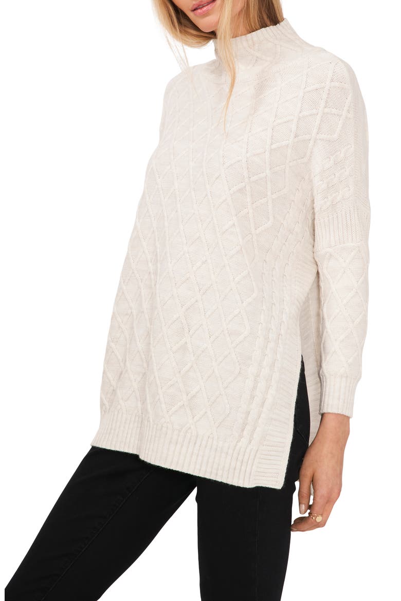 Cable Knit Sweater, Main, color, ANTIQUE WHITE