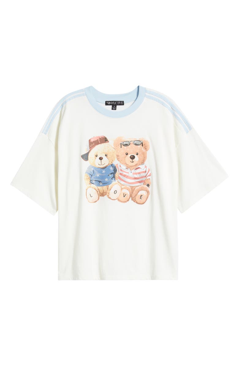 Vinyl Icons Teddy Pair Graphic Ringer T-Shirt, Alternate, color, Marshmallow