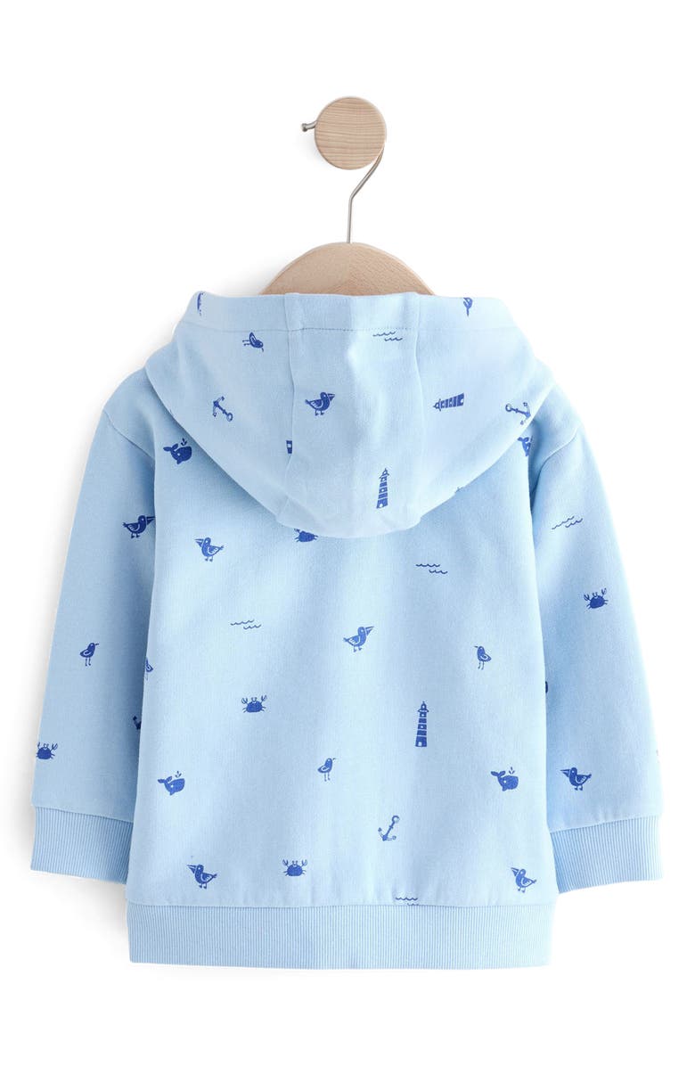 NEXT Kids' Seaside Print Cotton Zip-Up Hoodie, Alternate, color,
