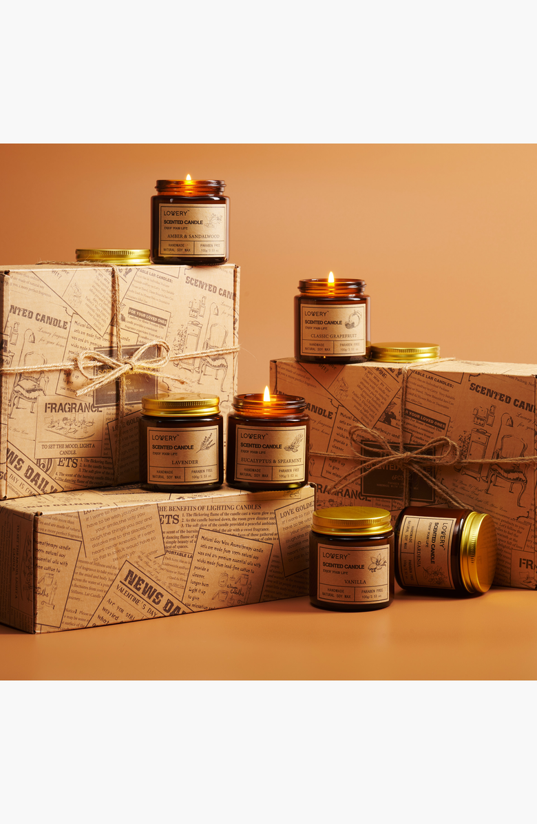 Lovery Scented Candle 6-Piece Gift Set, Alternate, color, Amber / Sandalwood