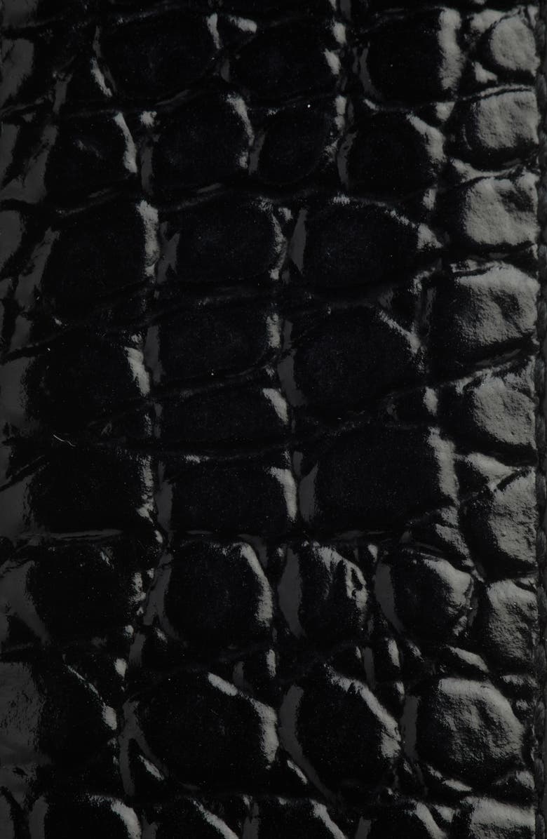 Saint Laurent Square Buckle Croc Embossed Leather Belt, Alternate, color, Black