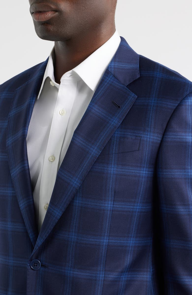 Emporio Armani Navy Windowpane Check Virgin Wool Sport Coat, Alternate, color, Navy