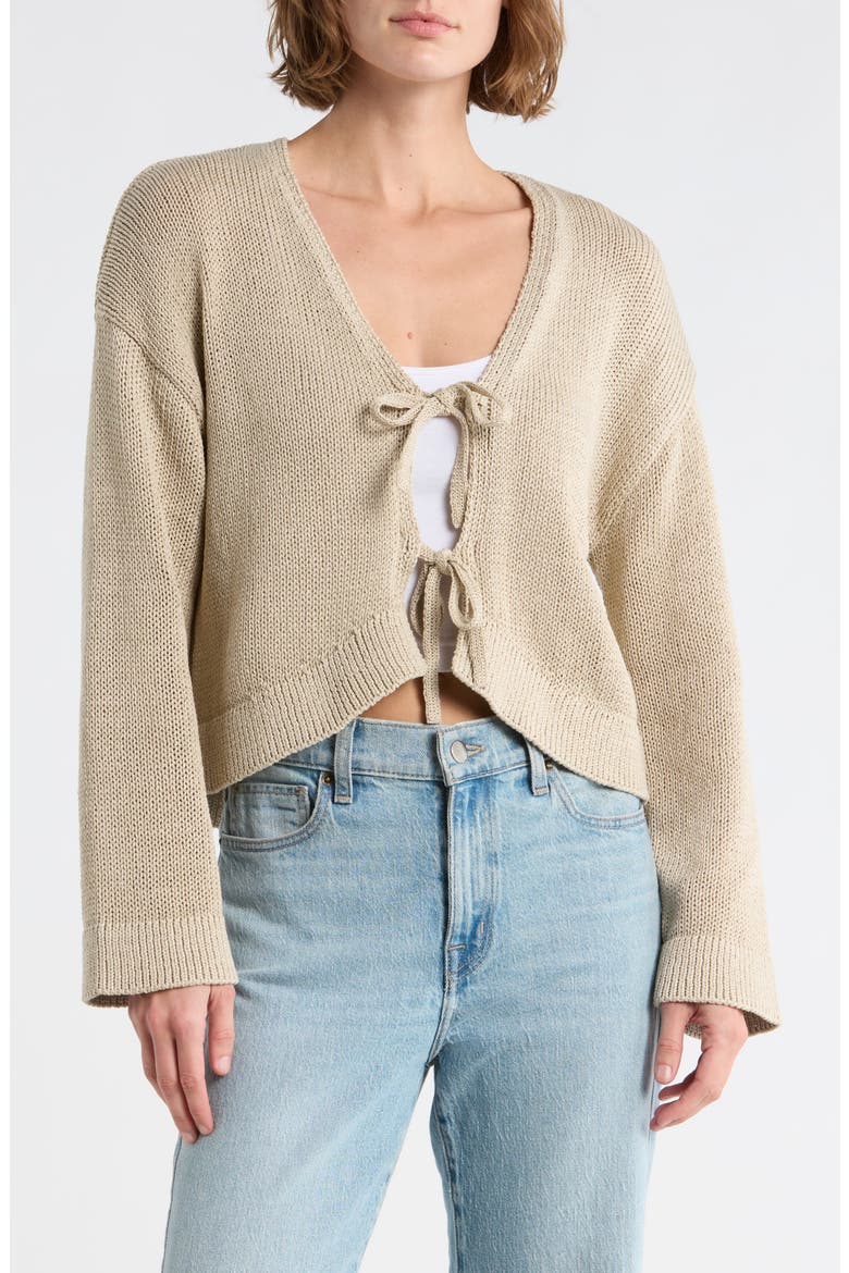 Front Tie Cardigan, Main, color, BIRCH